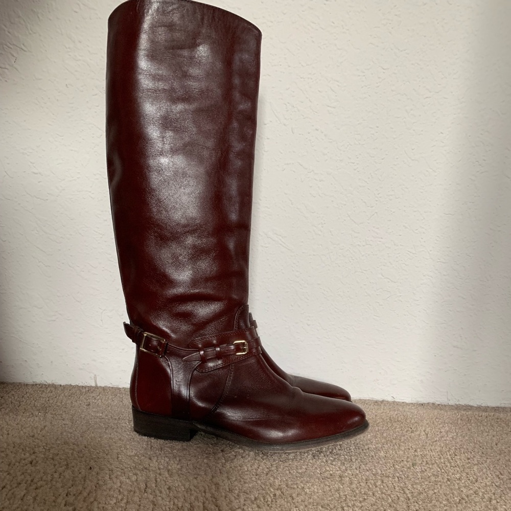 Leather Burberry riding boots.